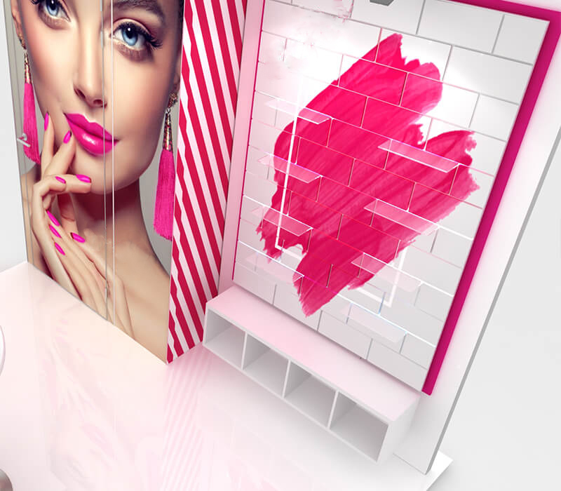 Exquisite Wall Mount Cosmetic Display Rack Nail Art Makeup Display Counter For Beauty Salon