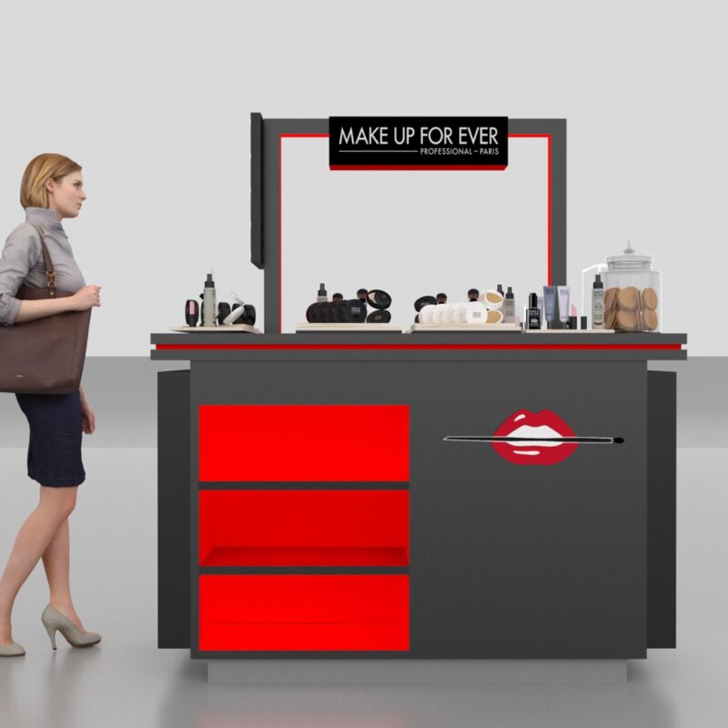Custom Cosmetic Counter Design Retail Cosmetic Display Stand And Showcase Cabinet