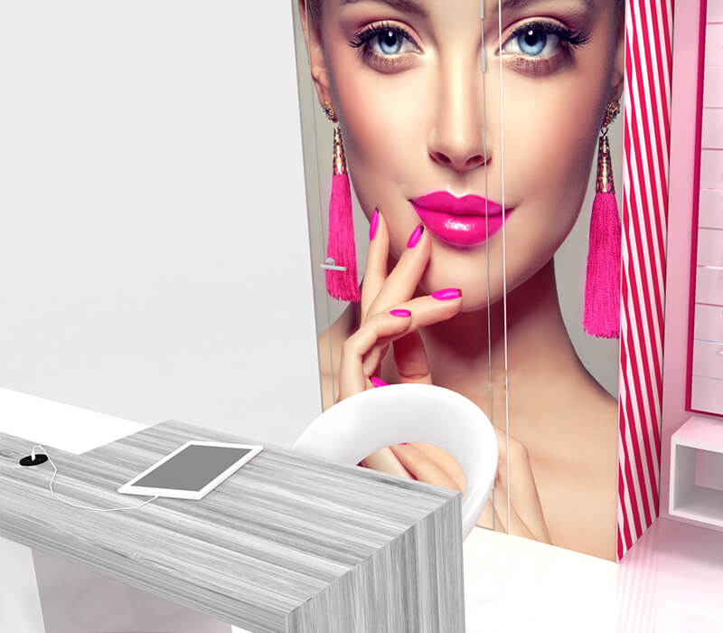 Exquisite Wall Mount Cosmetic Display Rack Nail Art Makeup Display Counter For Beauty Salon