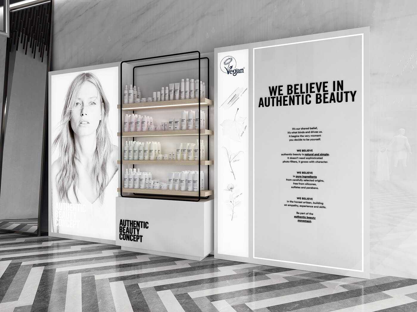 Luxury Wall Mounted Cosmetic Display Cabinet High End Beauty Makeup Display Stand