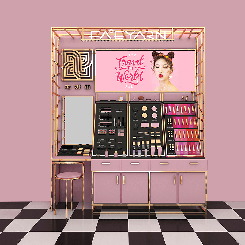 Cosmetic Store Indoor Display Rack Popular Beauty Salon Wall Makeup Cabinet
