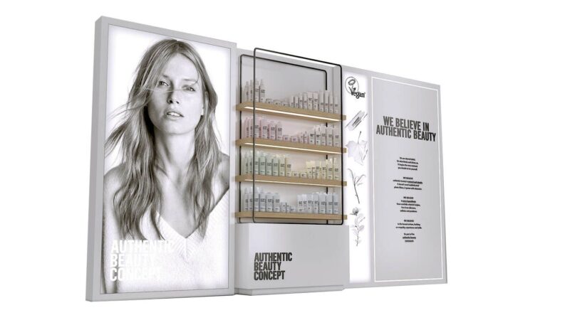 Luxury Wall Mounted Cosmetic Display Cabinet High End Beauty Makeup Display Stand