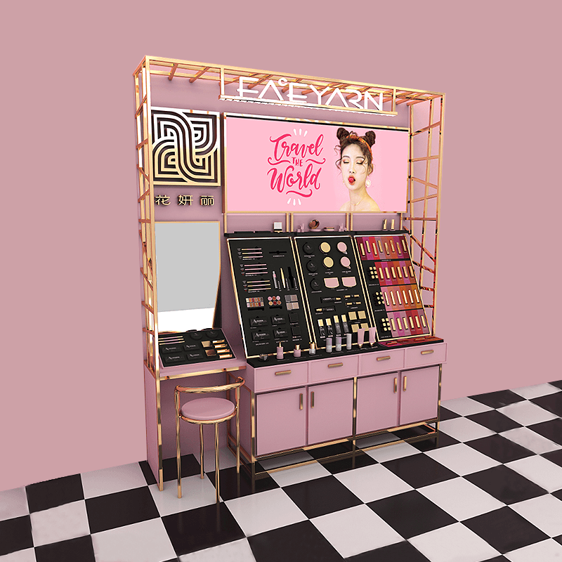 Cosmetic Store Indoor Display Rack Popular Beauty Salon Wall Makeup Cabinet