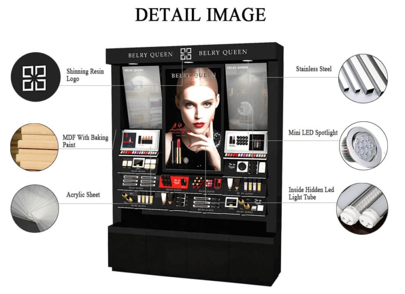 High End Cosmetic Display Cabinet Wall Mount Cosmetic Showcase Retail Beauty Shop Display Rack