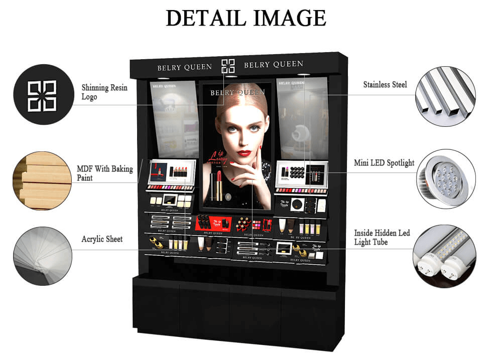 High End Cosmetic Display Cabinet Wall Mount Cosmetic Showcase Retail Beauty Shop Display Rack