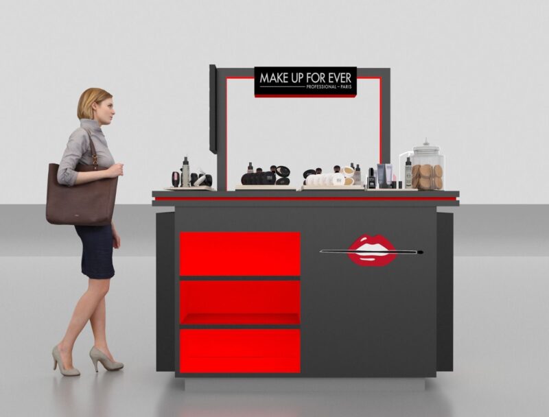 Custom Cosmetic Counter Design Retail Cosmetic Display Stand And Showcase Cabinet