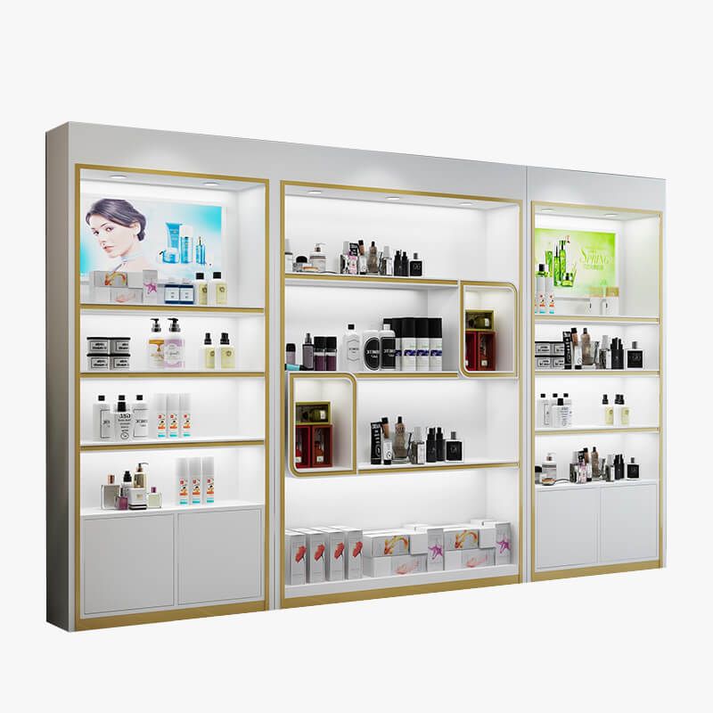 Custom Modern High-End Retail Cosmetic Store Wall Mounted Display Cabinet