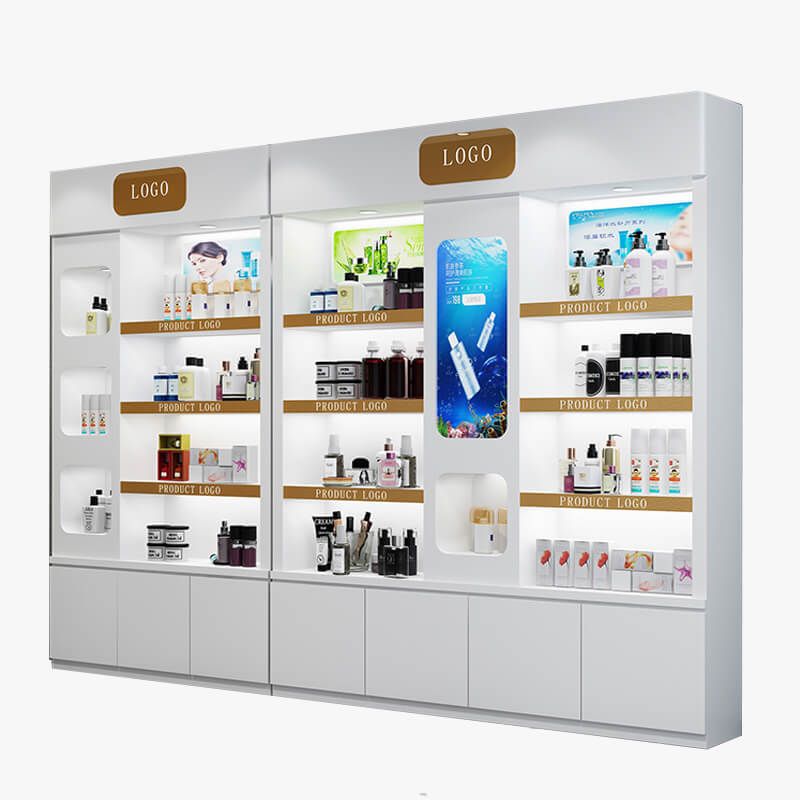 Custom Modern High-End Retail Cosmetic Store Wall Mounted Display Cabinet