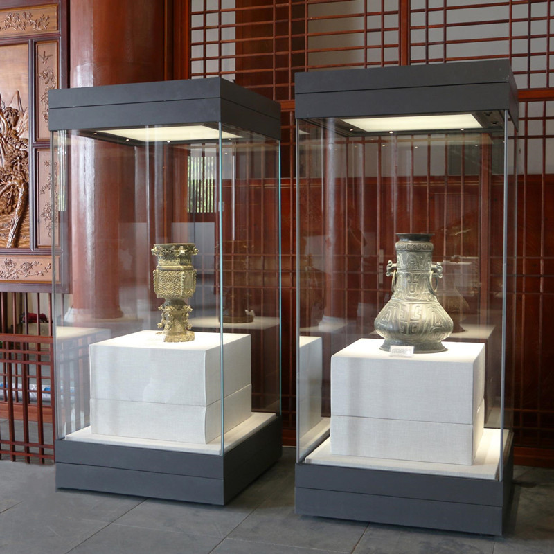 Museum Glass Showcase Tall Collection Display Case Professional Pedestal Cabinet