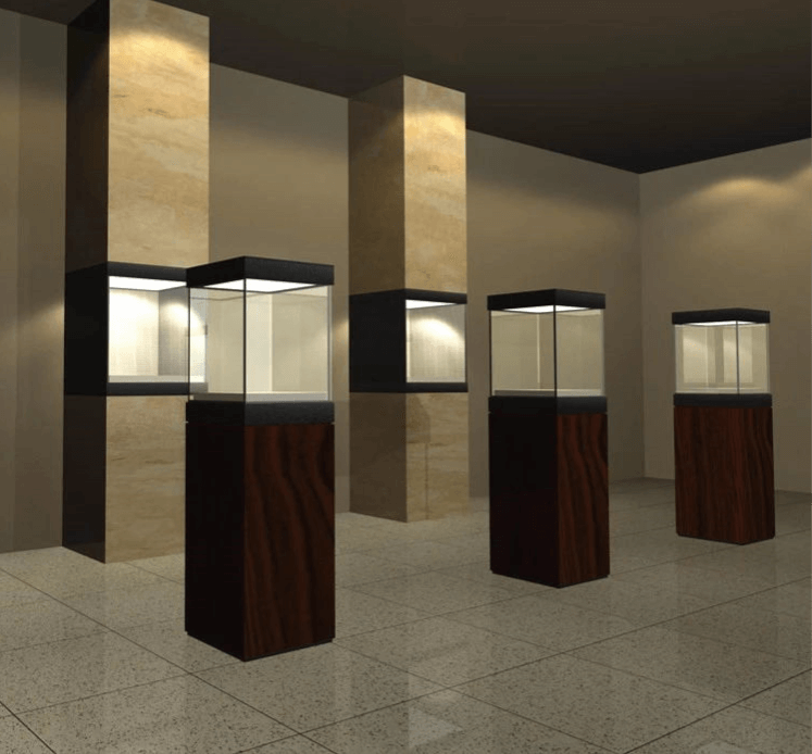 Museum antique display stand & glass display case for sale