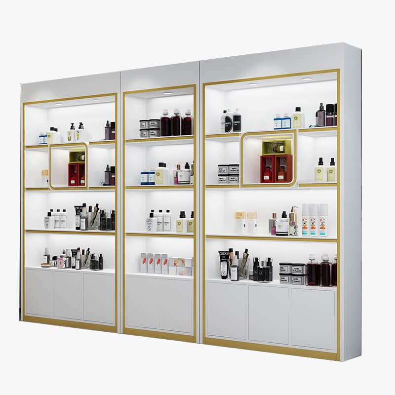 Custom Modern High-End Retail Cosmetic Store Wall Mounted Display Cabinet