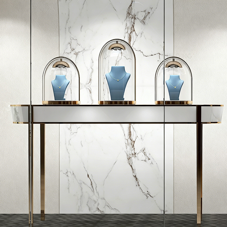 glass display case, unique dome jewelry display case side view for retail store fixture