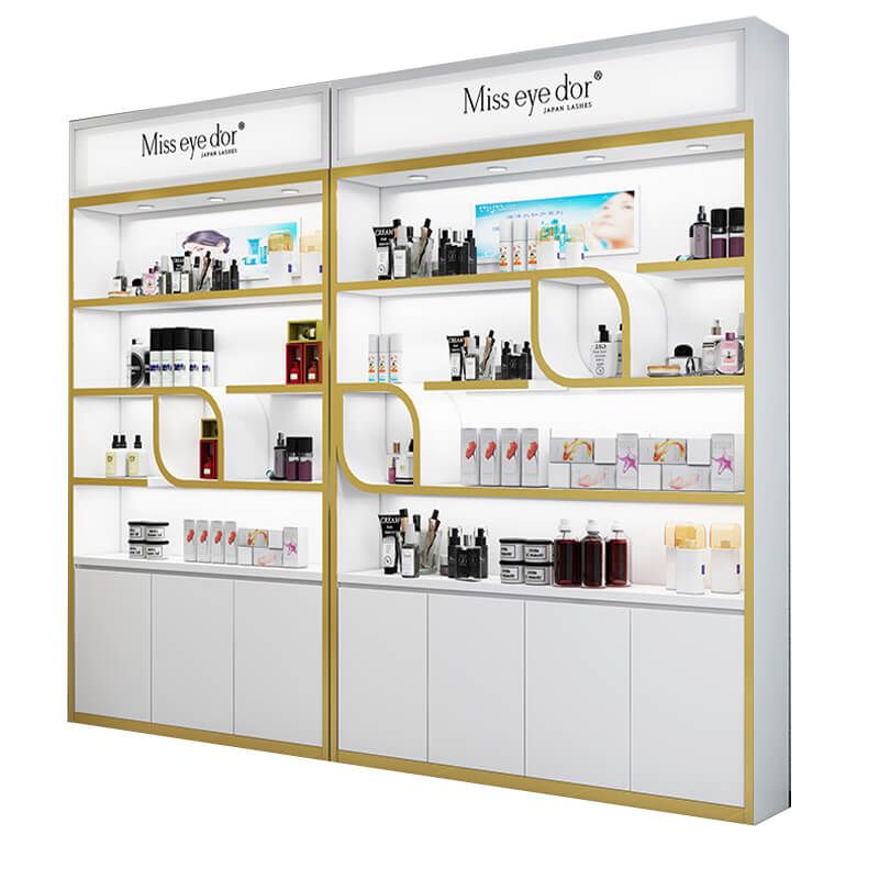 Custom Modern High-End Retail Cosmetic Store Wall Mounted Display Cabinet