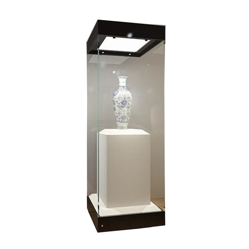 Museum Glass Showcase Tall Collection Display Case Professional Pedestal Cabinet