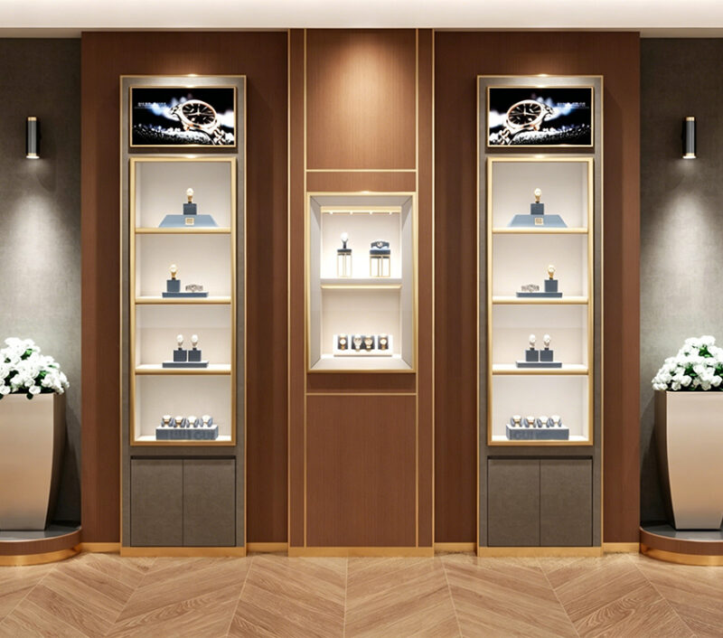 customized high-end luxury watch wall display showcase