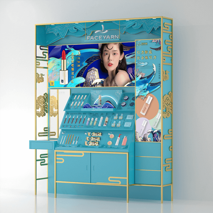 High End Cosmetic Wall Display Cabinet Luxury Beauty Salon Retail Makeup Fixture