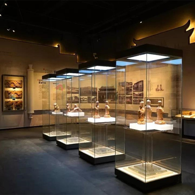 Museum Glass Showcase Tall Collection Display Case Professional Pedestal Cabinet