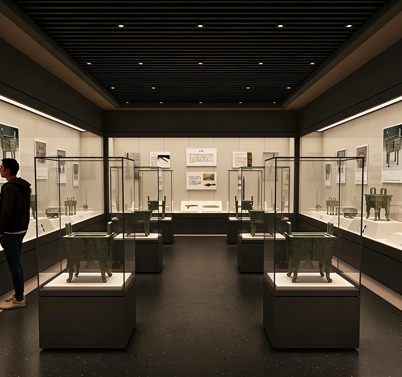 customized new design high-end fashion museum upright showcase