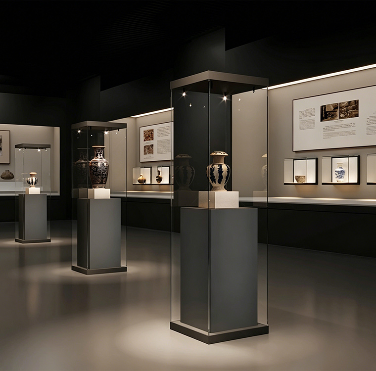 exquisite high-end frameless antique museum display showcase