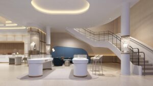 Showcase cabinet solutions for a UK luxury jewelry chain, featuring custom jewelry display cases, retail showcases, and one-stop store design by Lilin.