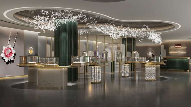 Glass cabinets for sale: Lilin’s one-stop upgrade for a high-end US jewelry brand, featuring custom jewelry display cases, retail display cases, and glass jewelry display case designs.