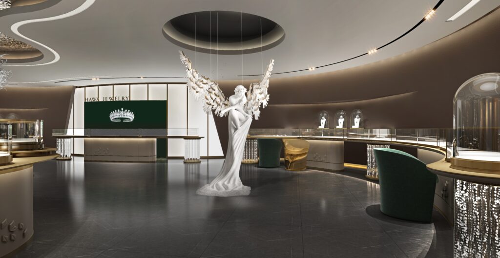 This image features Lilin’s glass cabinets for sale for luxury US jewelry stores. It includes museum quality display cases, wall-mounted jewelry display cases, and glass display cabinet with doors. Ideal for high-value jewelry and watches.